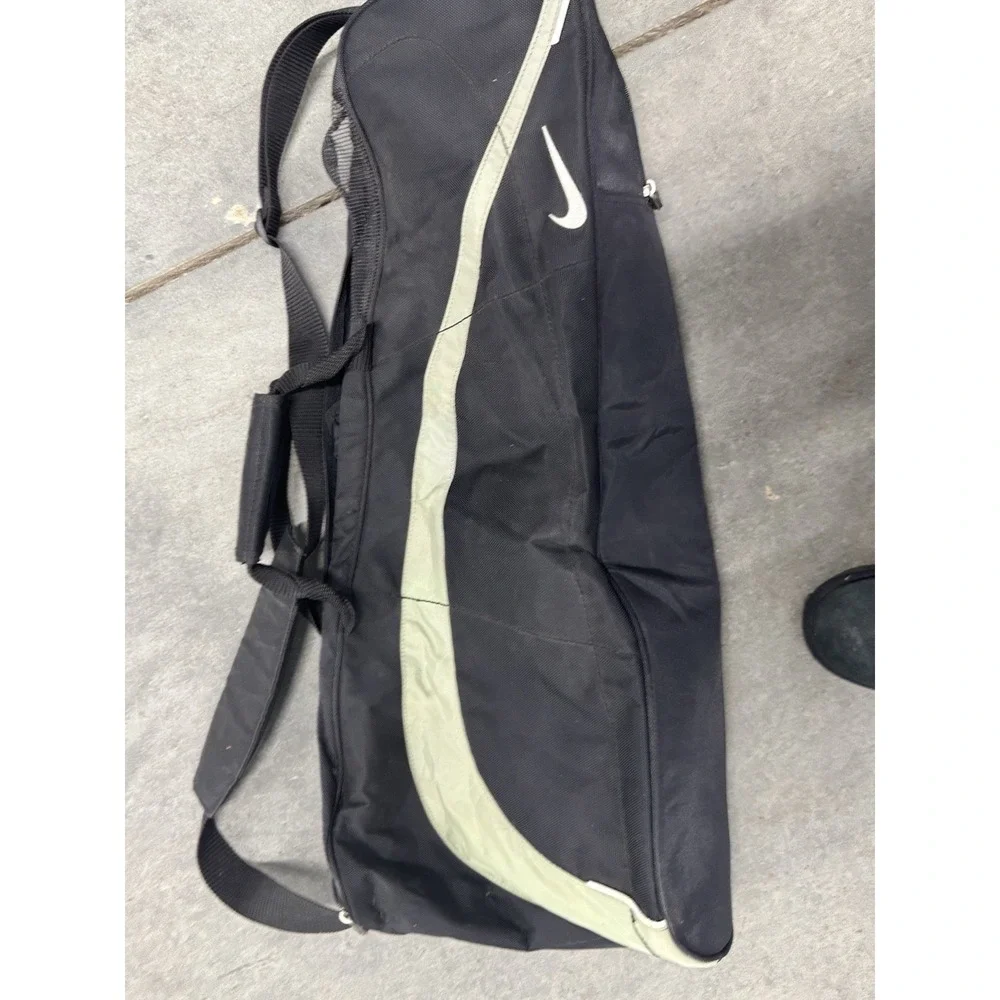 VTG Nike Tennis Racquet Pickle Ball Black Bag Double Slot Zipper‎ Shoulder Strap